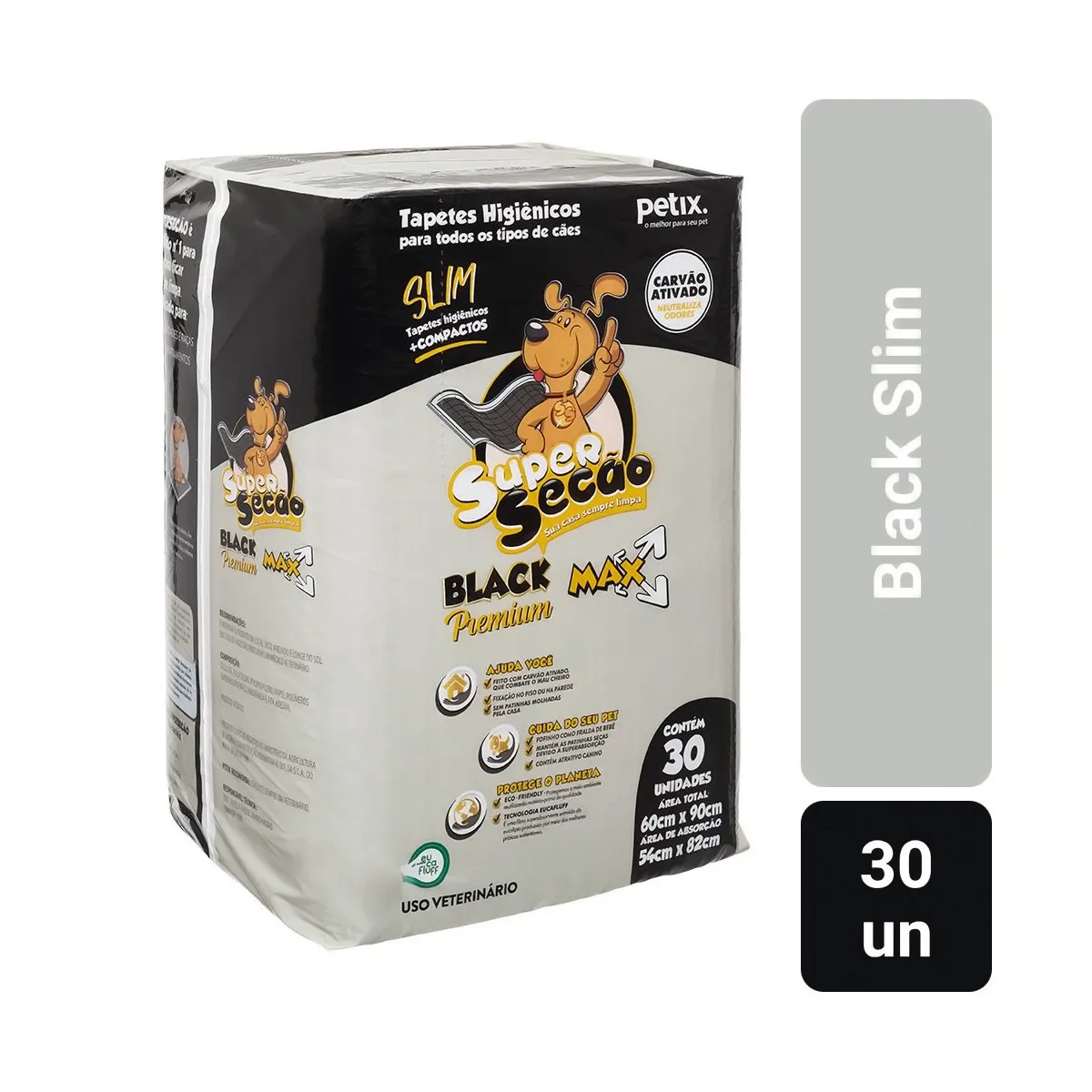 Tapete Higiênico Black Slim para Cães Super Secão 30Un