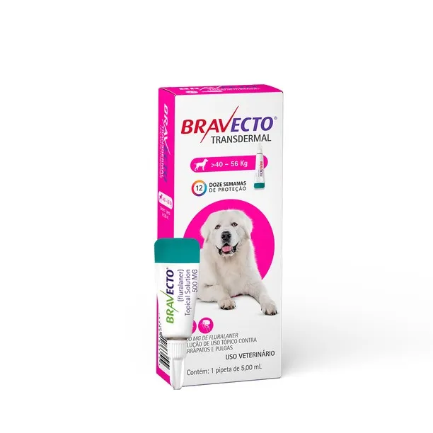 Antipulgas e Carrapatos Bravecto Transdermal MSD para Cães 40 a 56kg